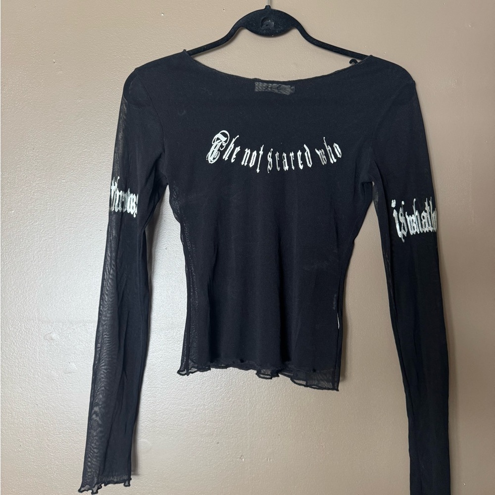 Y2K Goth Sheer Long Sleeve, Cotton